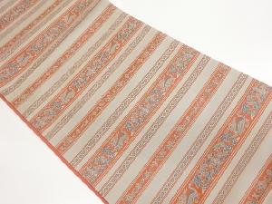 本場筑前博多横段に抽象花葉模様織出し袋帯